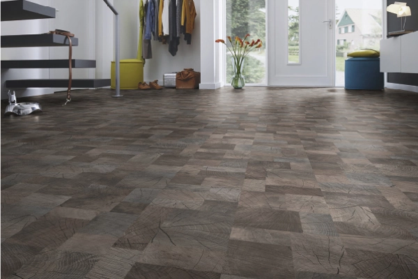 End grain wood block flooring planks