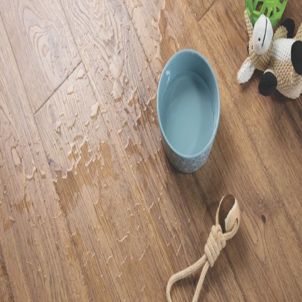 Water-resistant laminate planks with wood texture